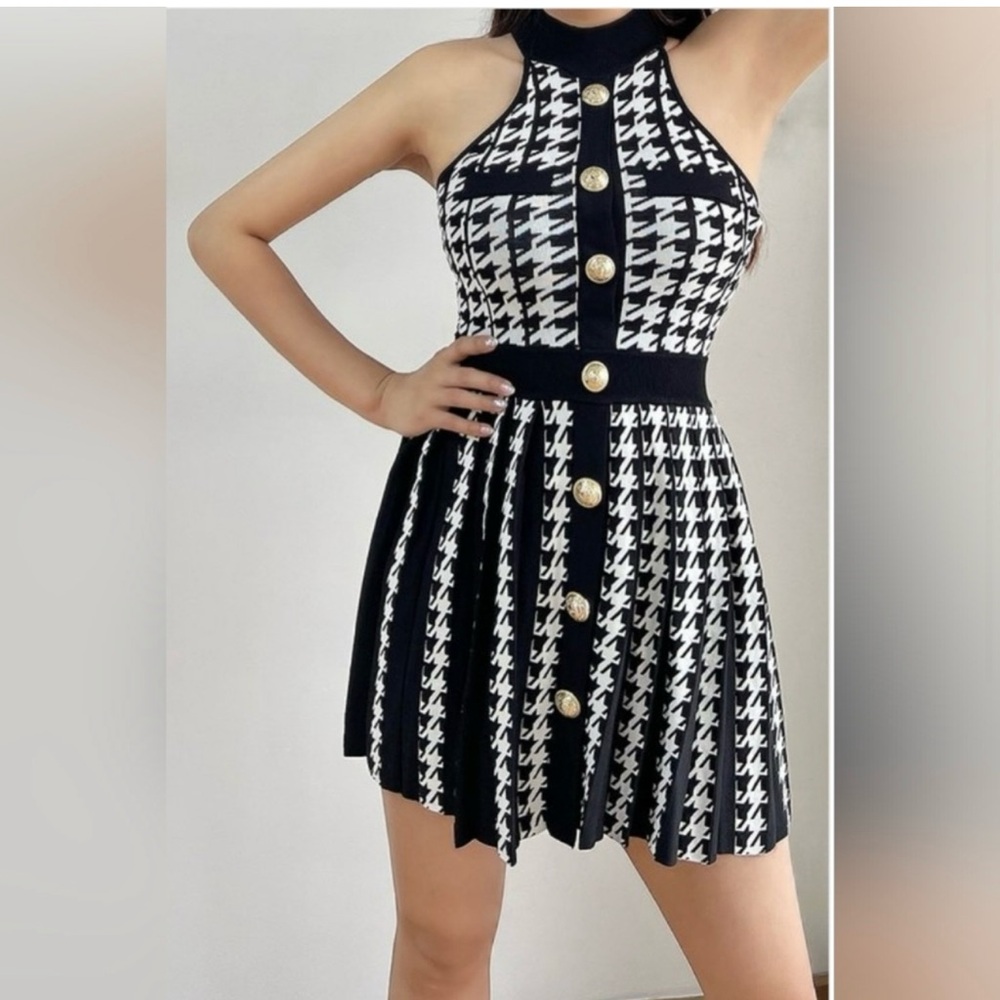 Black and White Houndstooth Dress